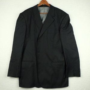 Vintage Blazer Jacket Mens 48L Black Wool Two Button Double Vented Modern  There